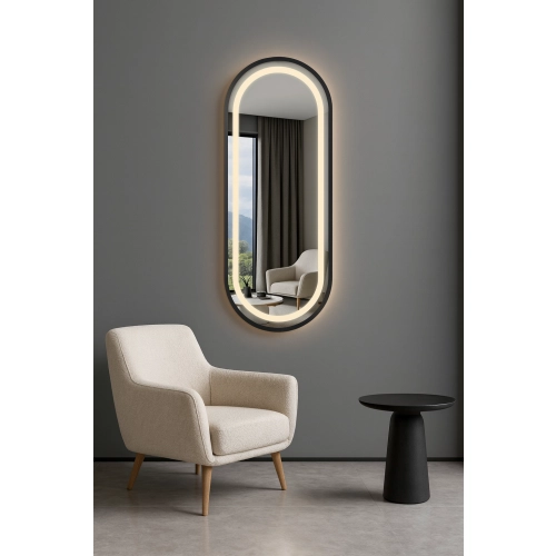 Lustro owalne w ramie mdf z podświetleniem - OSKAR W RAMIE LED III